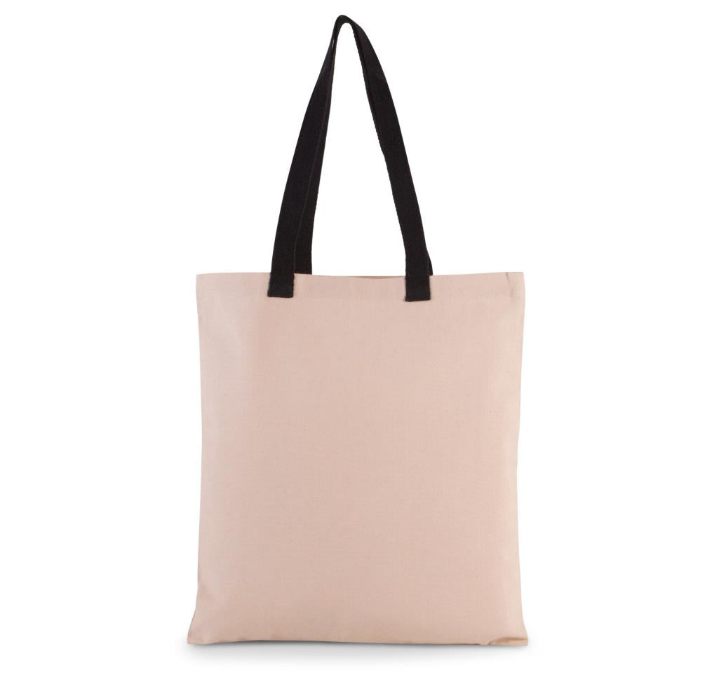 Platte shopper van canvas met contrasterend hengsel