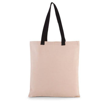 Platte shopper van canvas met contrasterend hengsel