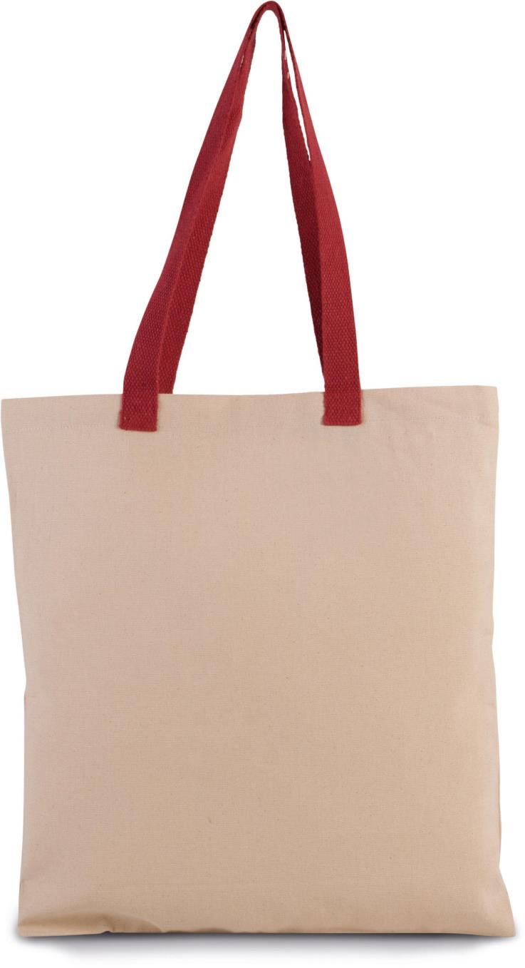Platte shopper van canvas met contrasterend hengsel