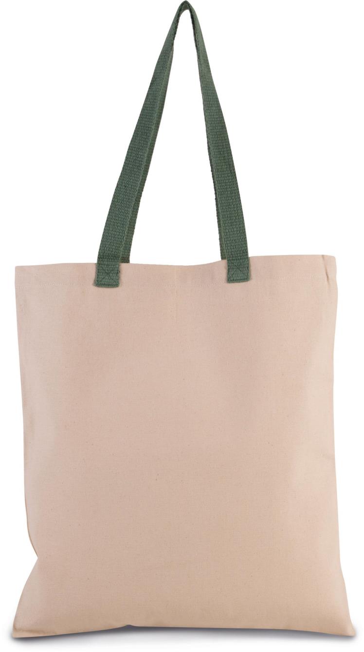 Platte shopper van canvas met contrasterend hengsel