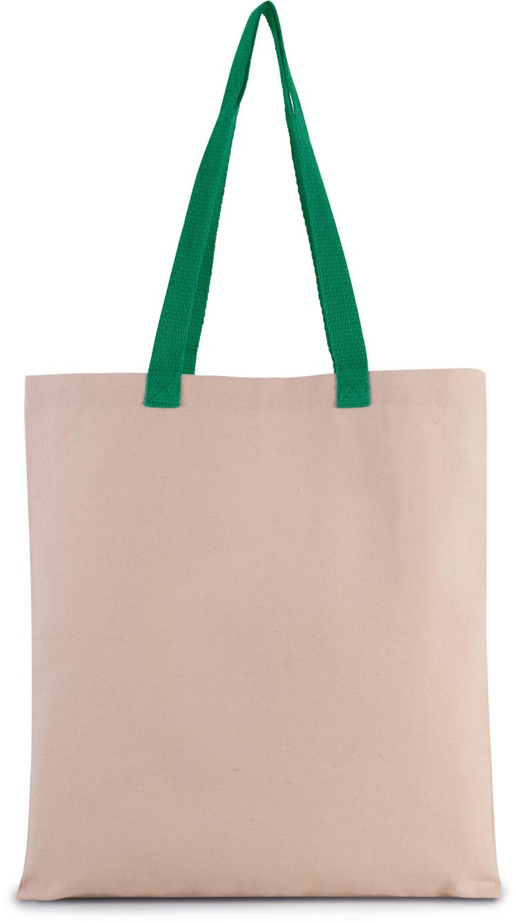 Platte shopper van canvas met contrasterend hengsel