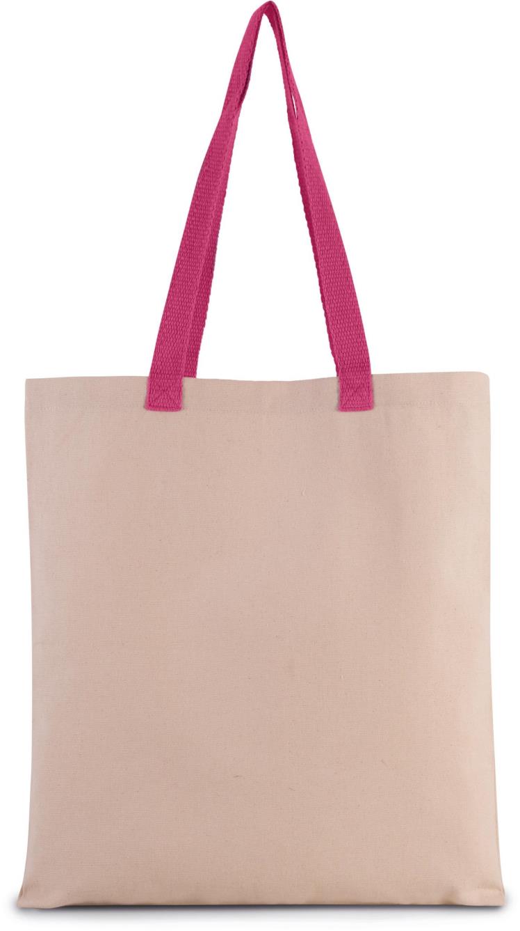 Platte shopper van canvas met contrasterend hengsel