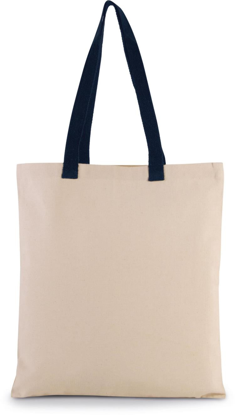 Platte shopper van canvas met contrasterend hengsel