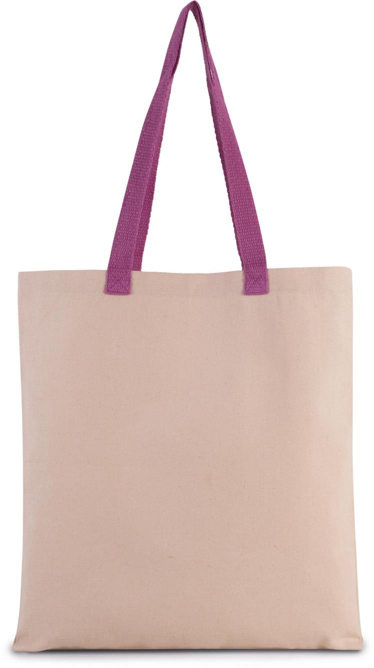 Platte shopper van canvas met contrasterend hengsel
