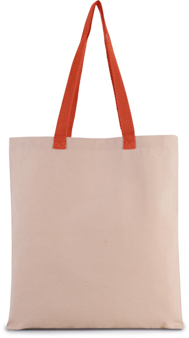 Platte shopper van canvas met contrasterend hengsel