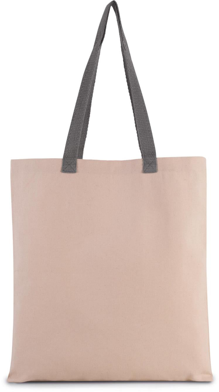 Platte shopper van canvas met contrasterend hengsel
