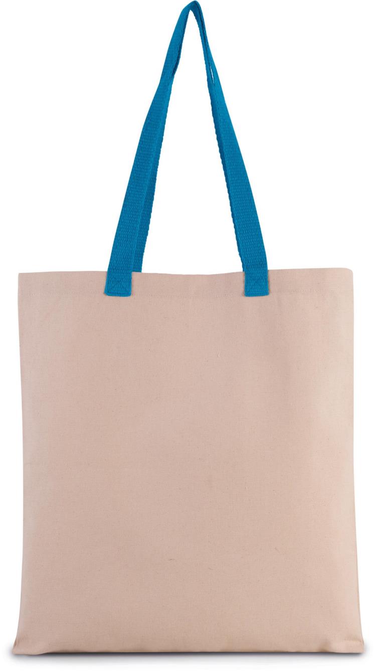 Platte shopper van canvas met contrasterend hengsel