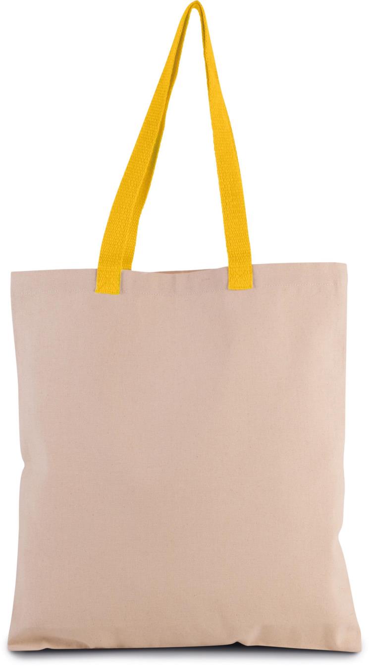 Platte shopper van canvas met contrasterend hengsel