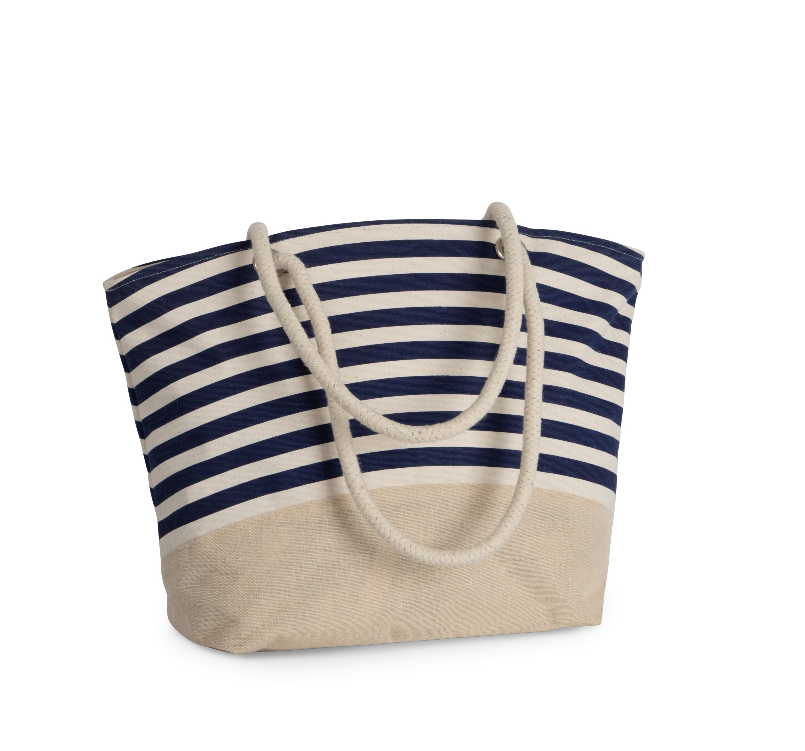 Shopper van jutecanvas in marinestijl