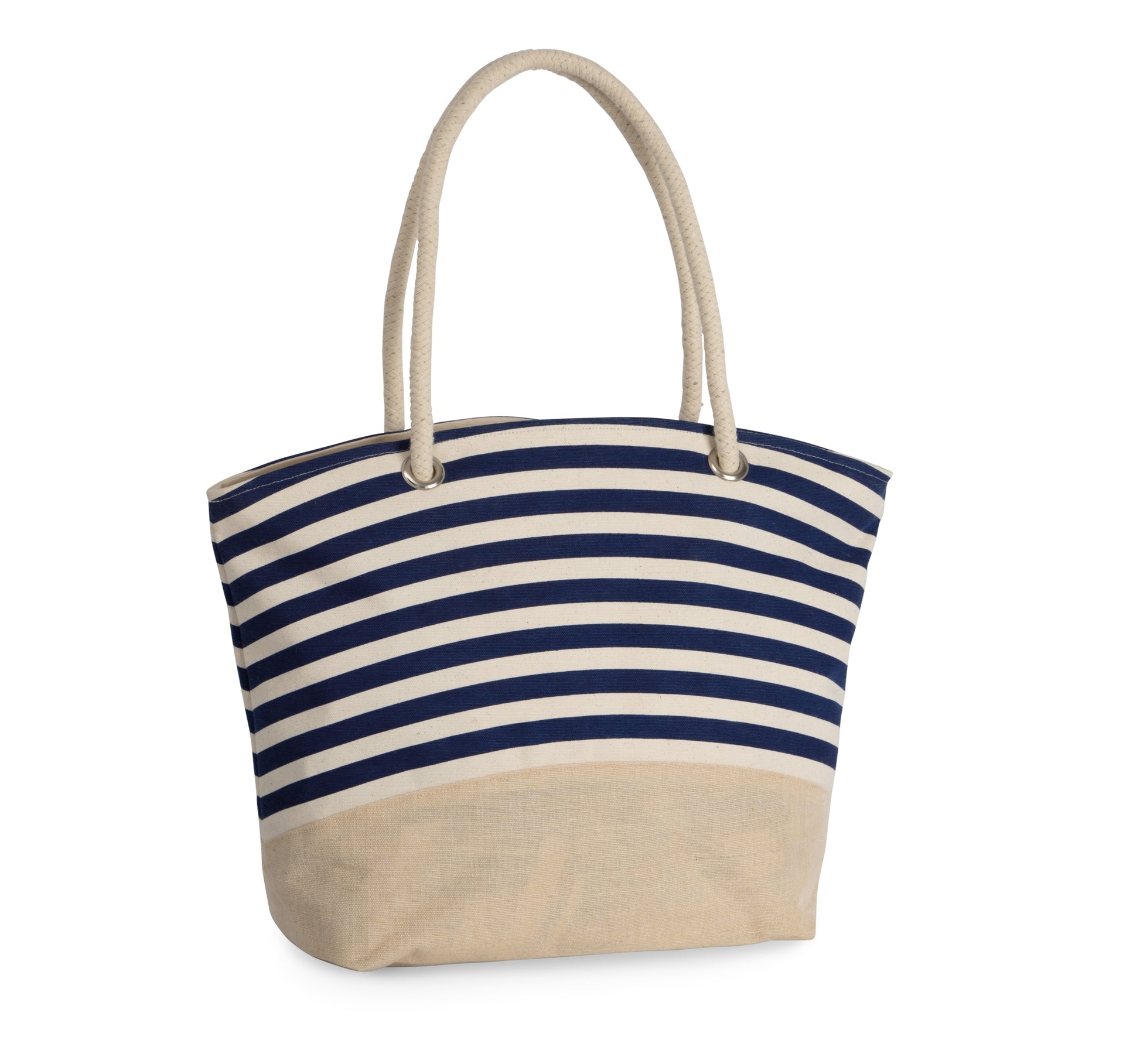 Shopper van jutecanvas in marinestijl