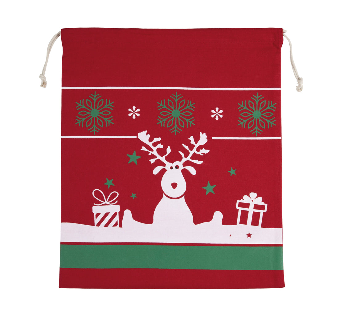 Tas met koord en kerstmotieven
