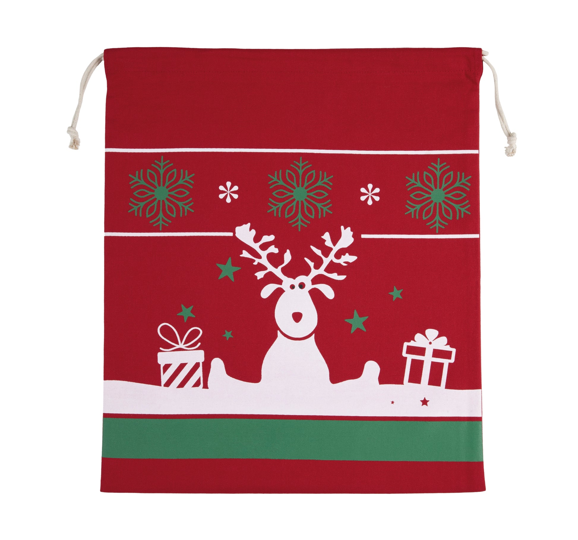 Tas met koord en kerstmotieven