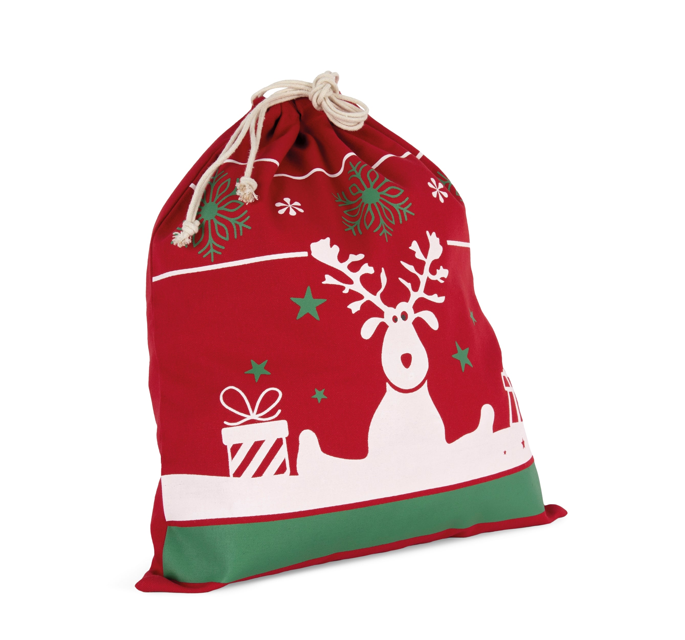 Tas met koord en kerstmotieven