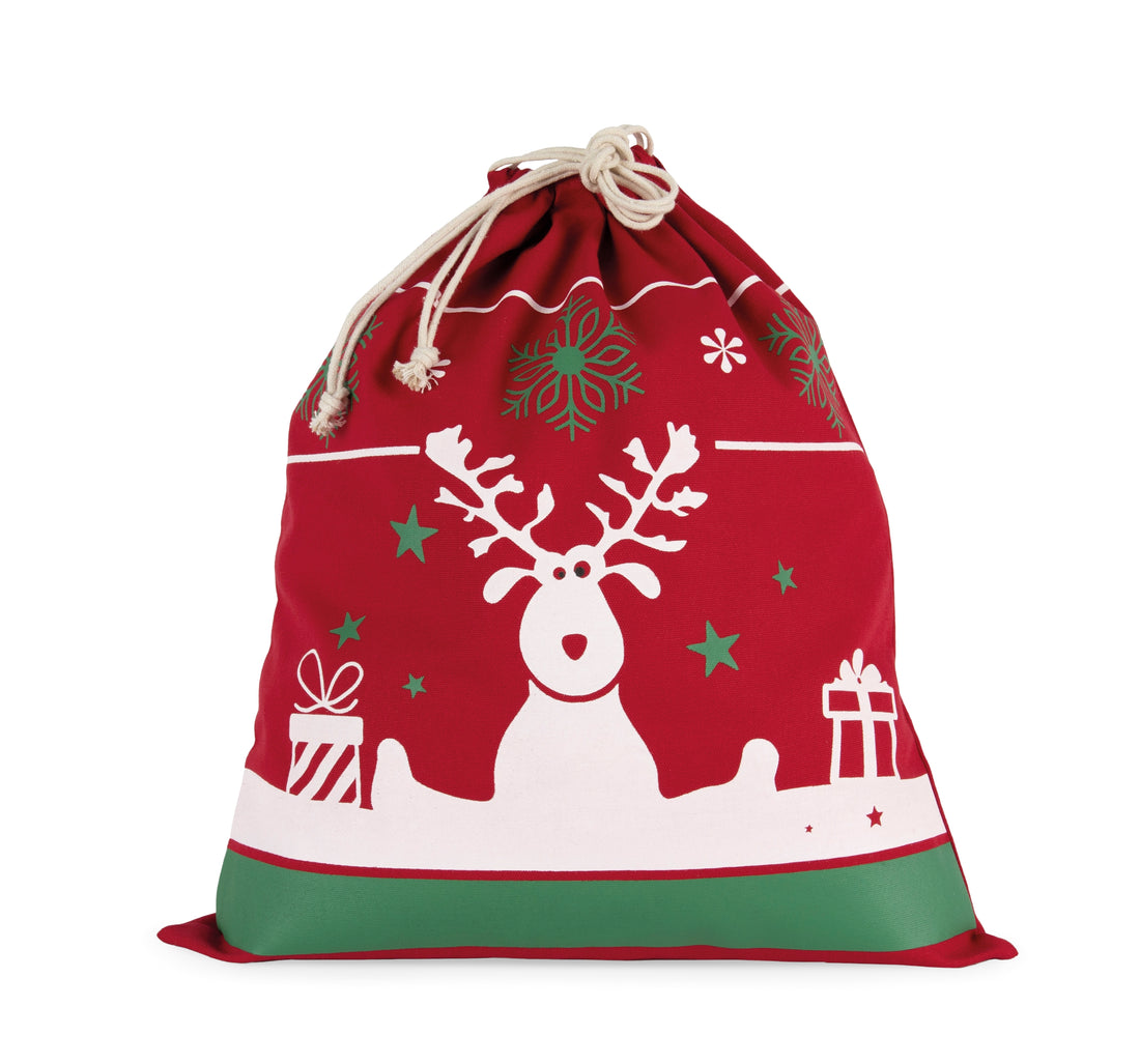 Tas met koord en kerstmotieven