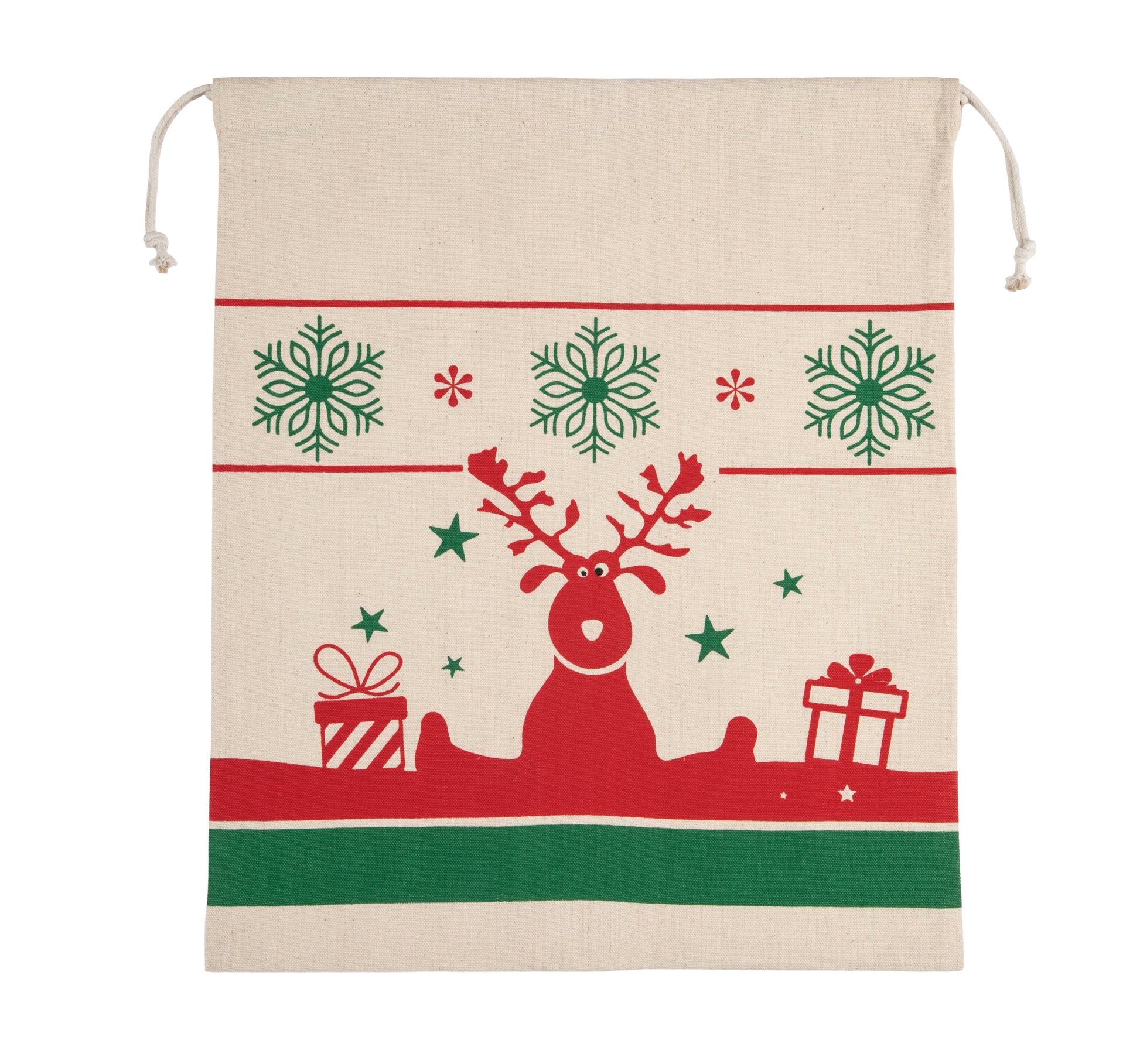 Tas met koord en kerstmotieven
