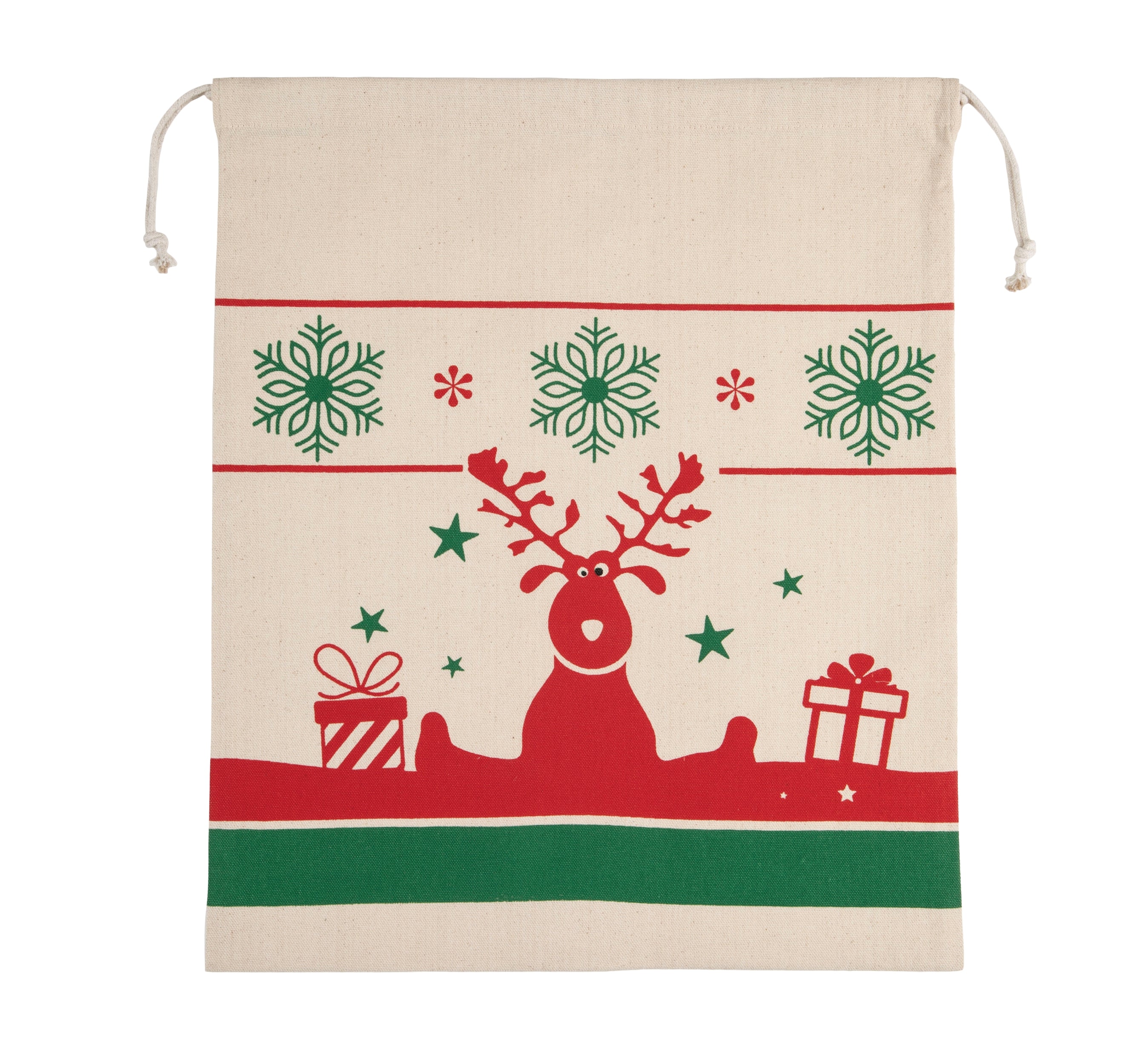 Tas met koord en kerstmotieven