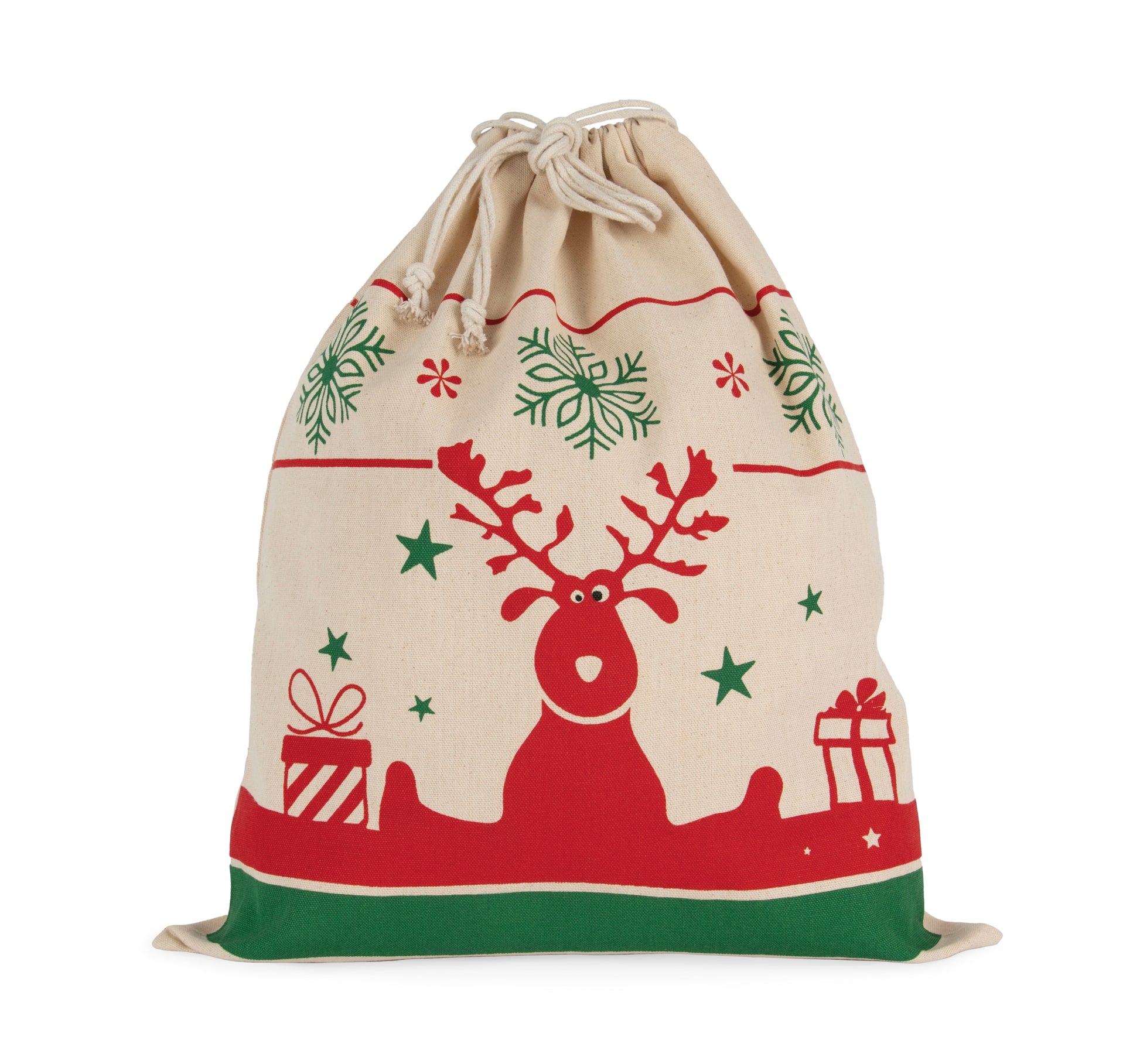 Tas met koord en kerstmotieven