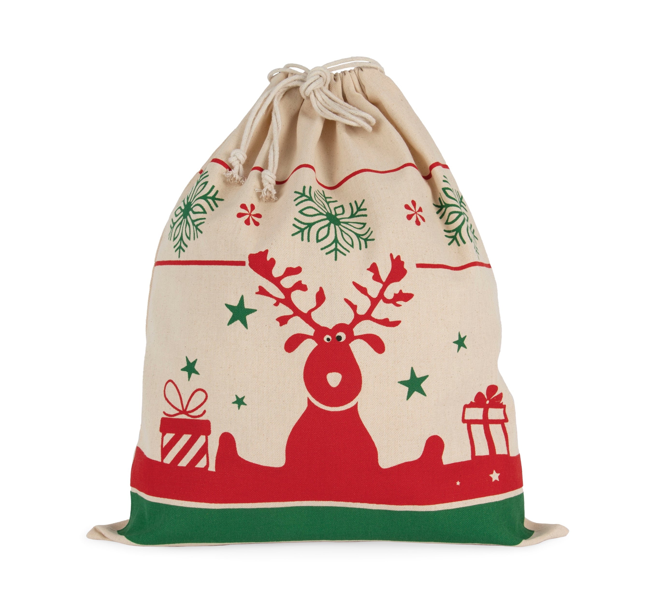 Tas met koord en kerstmotieven