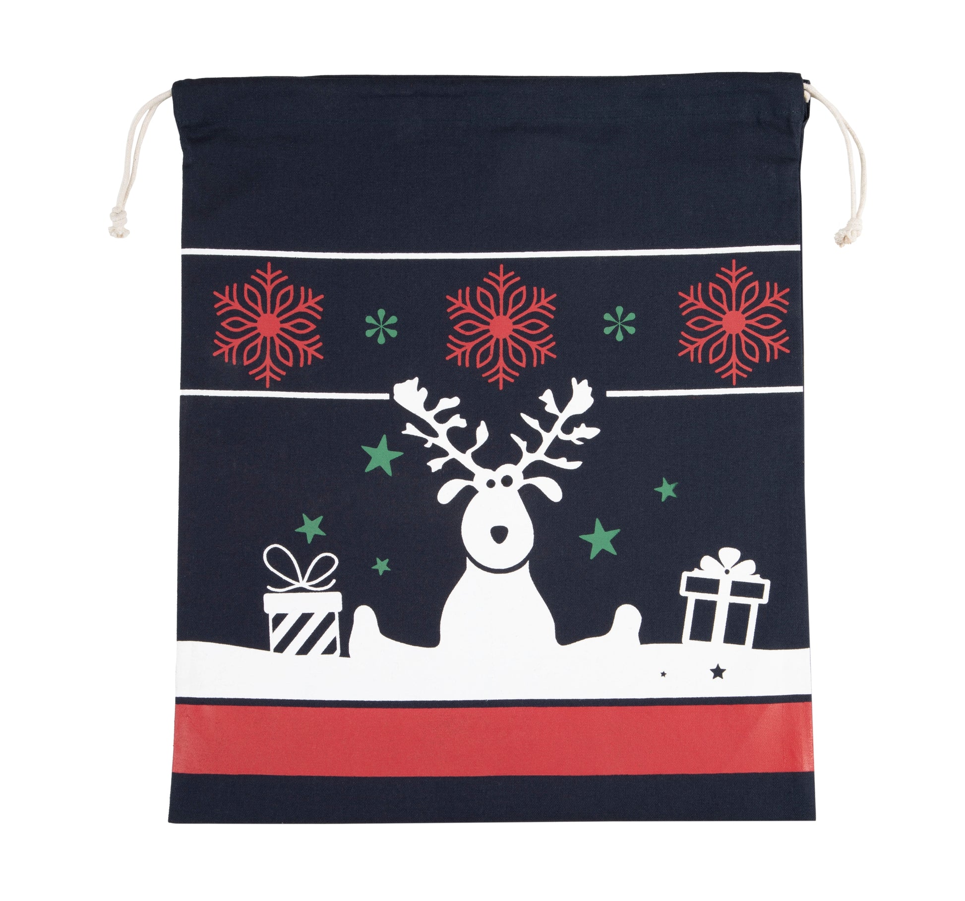 Tas met koord en kerstmotieven