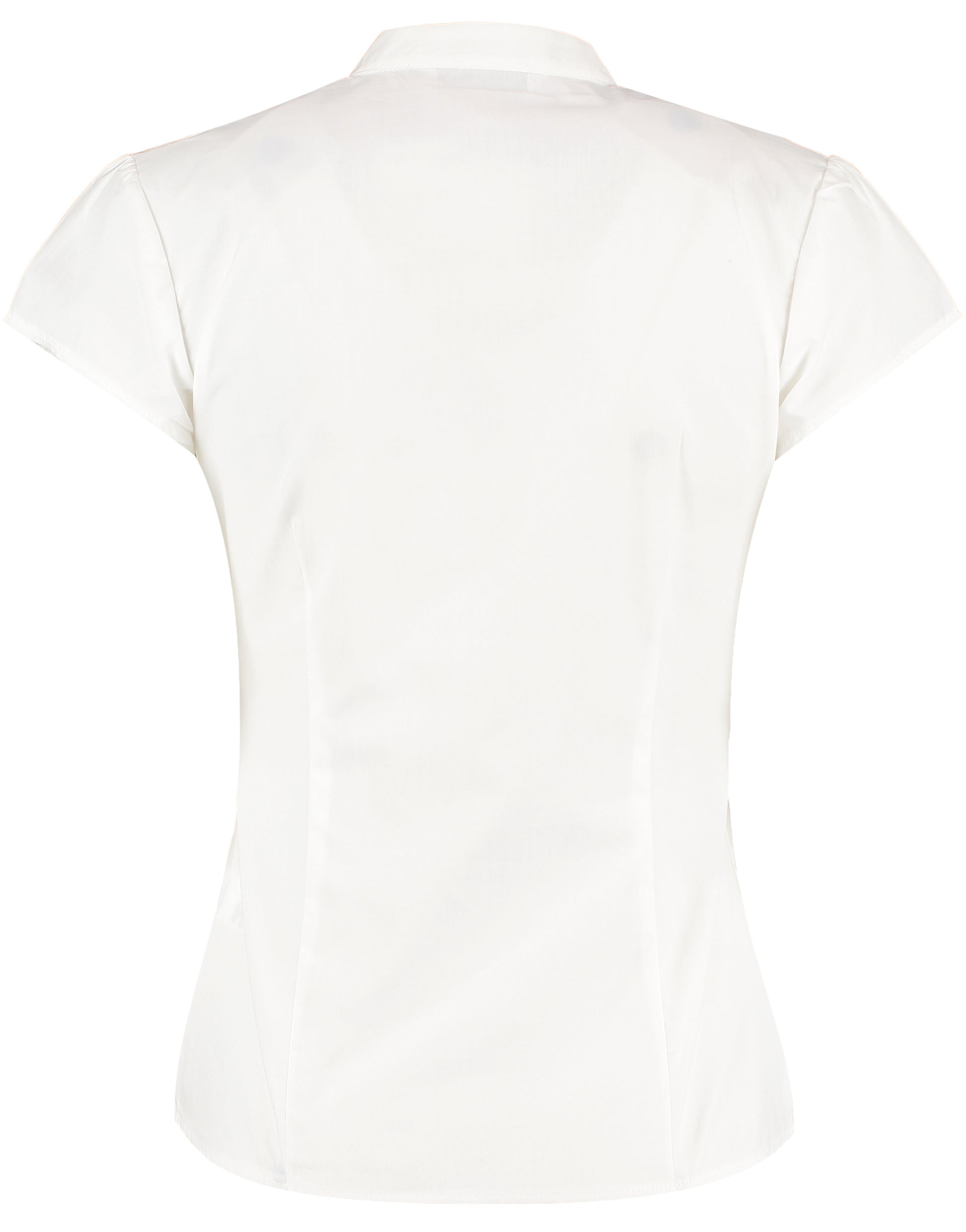 Tailored Fit Mandarin Collar Poplin Blouse Cap Sleeve