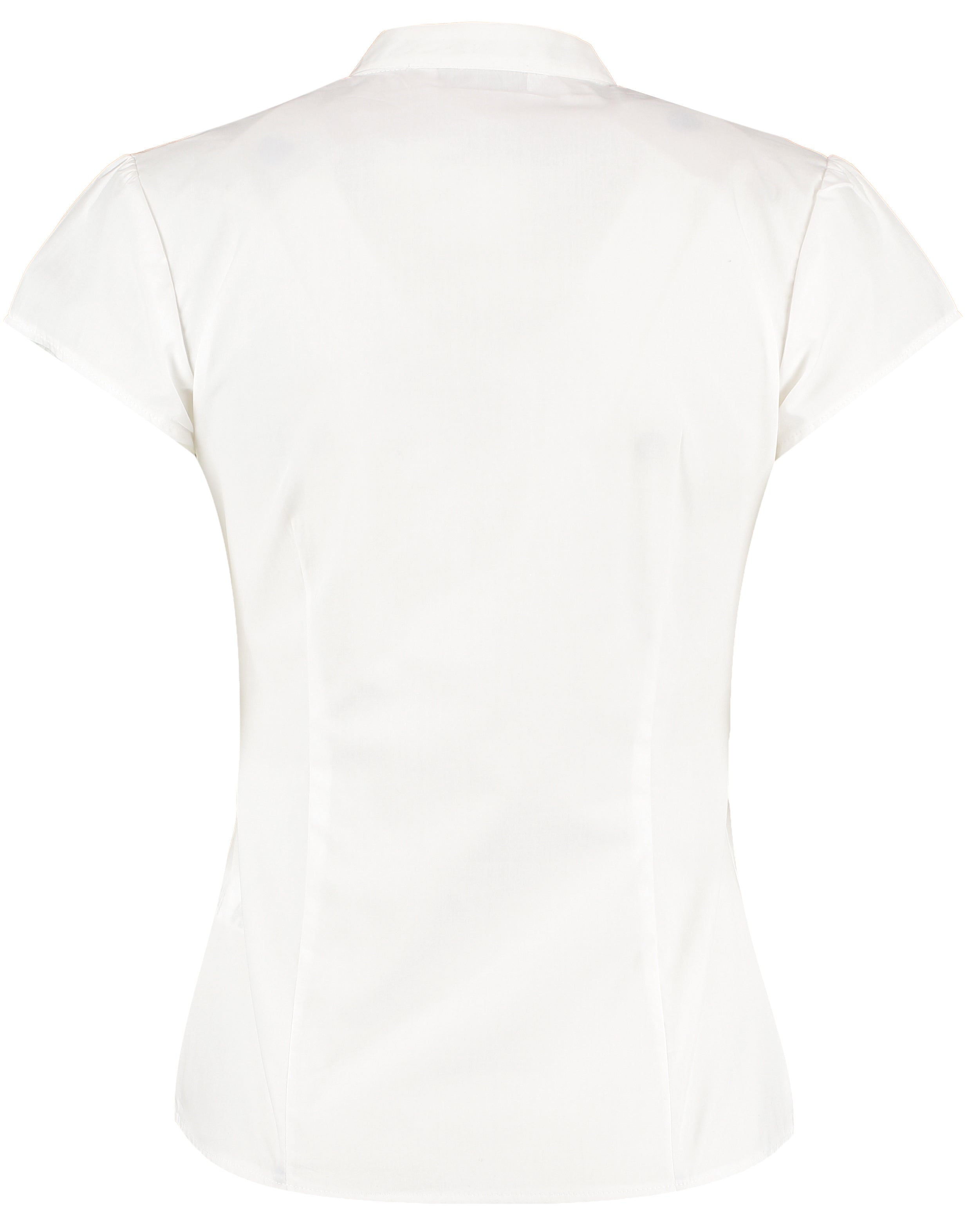 Tailored Fit Mandarin Collar Poplin Blouse Cap Sleeve