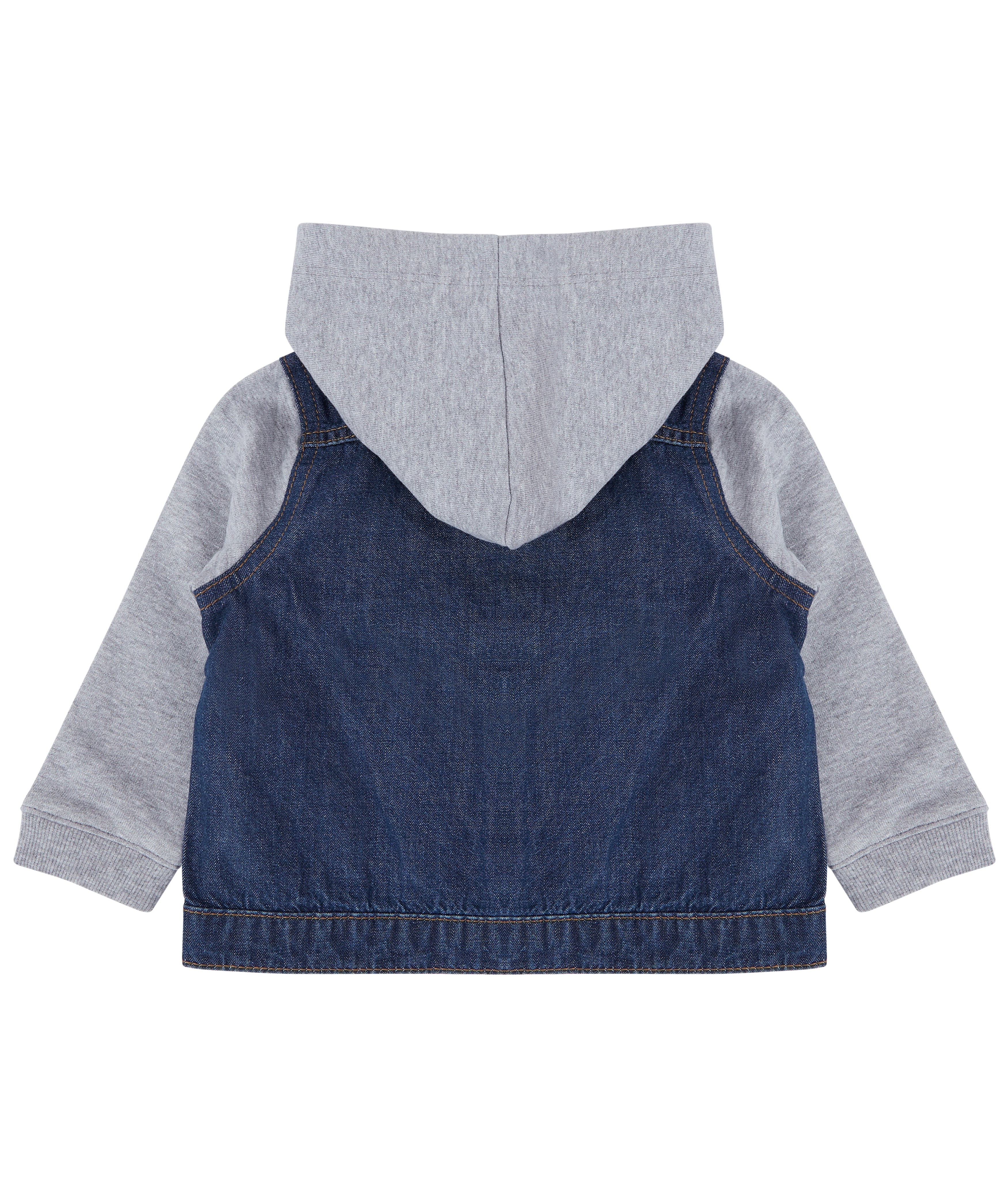 Denim Jacket With Fleece Hood And Sleeves