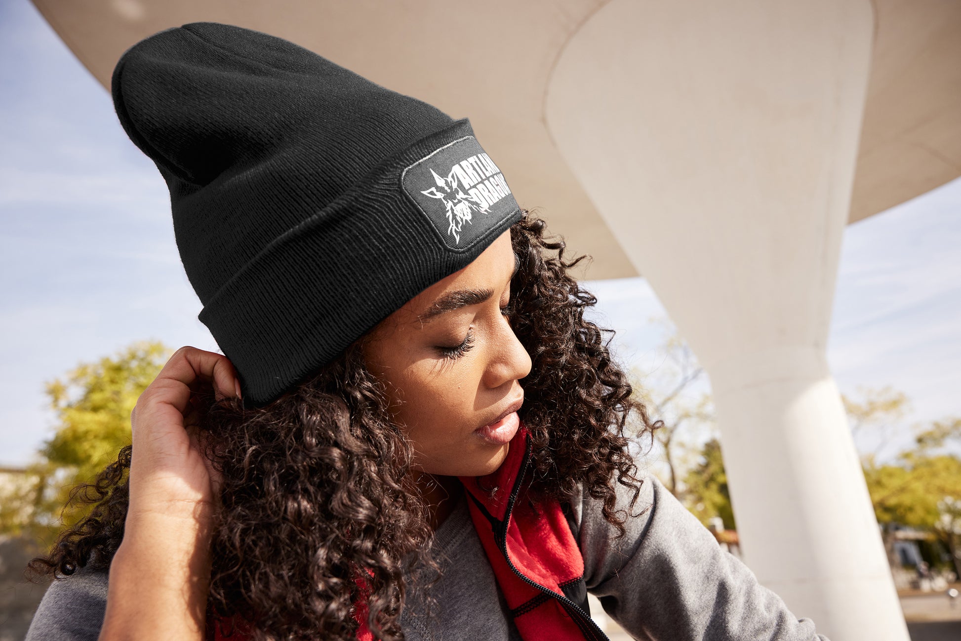 Knitted Beanie with Patch (10cm x 5cm)