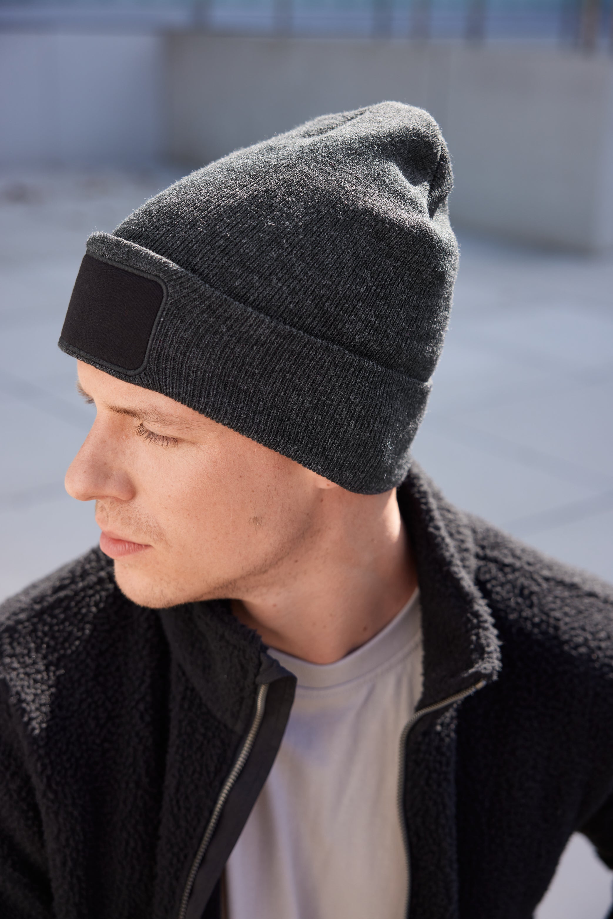 Beanie with Patch (10cm x 5cm) - Thinsulate
