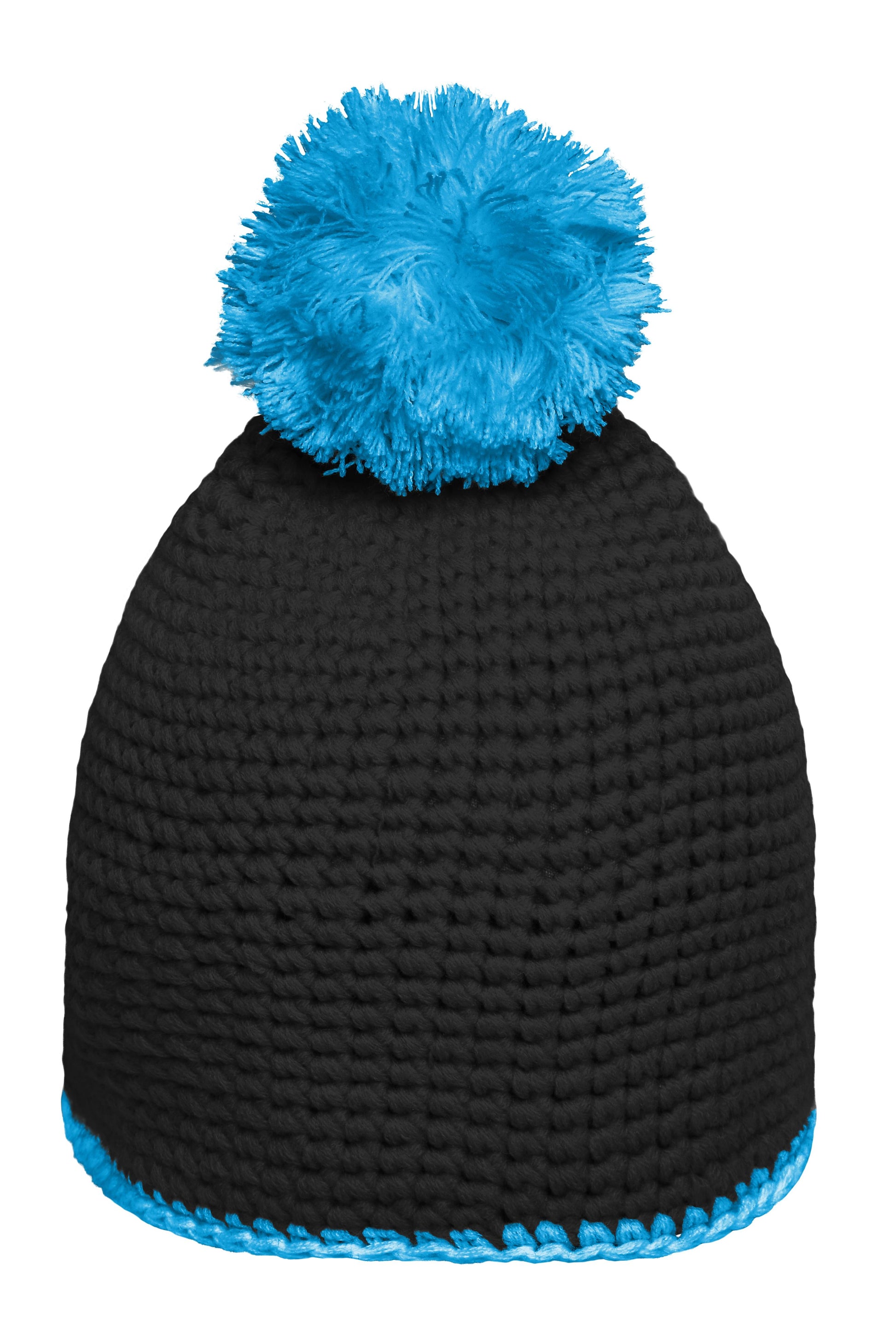 Pompon Hat with Contrast Stripe