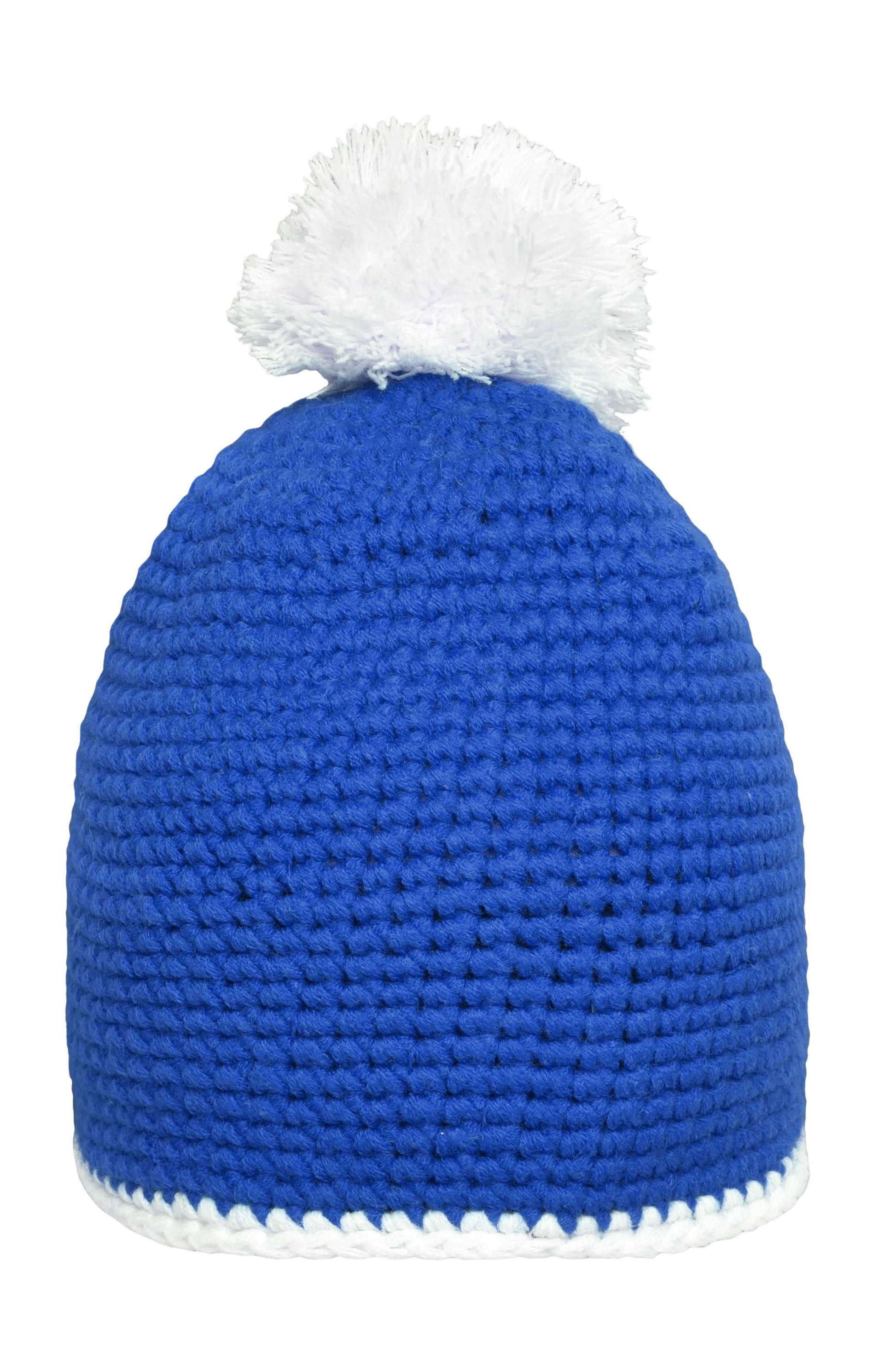 Pompon Hat with Contrast Stripe