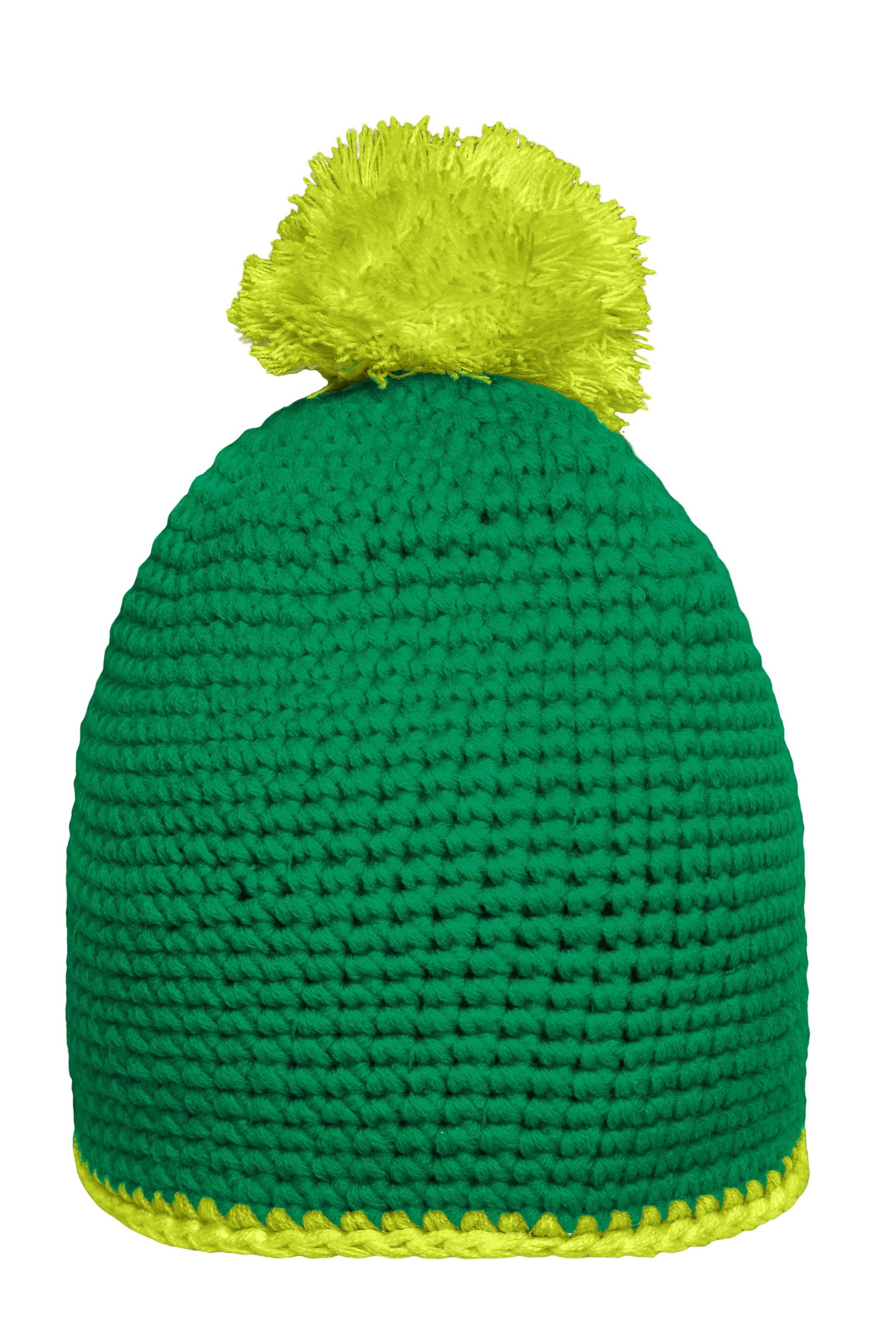 Pompon Hat with Contrast Stripe