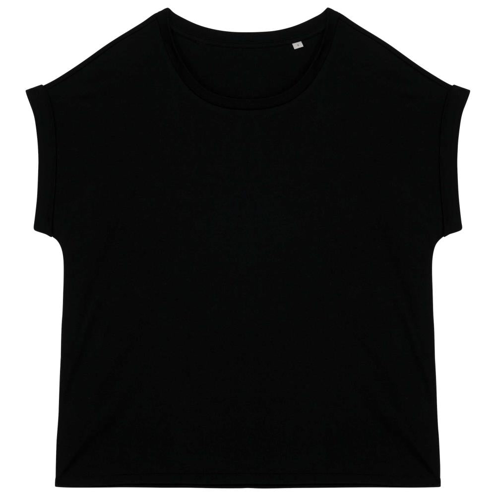 Ecologisch dames t-shirt met mouwen met omslag