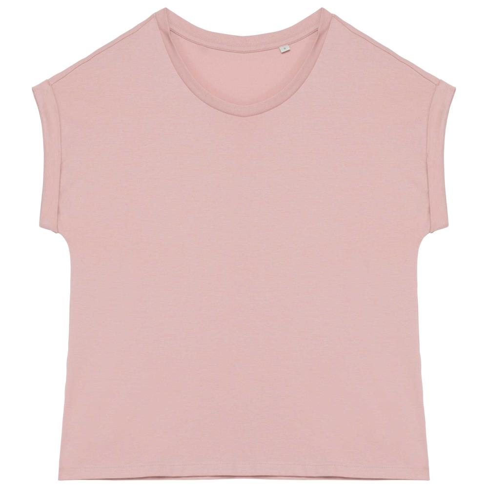 Ecologisch dames t-shirt met mouwen met omslag