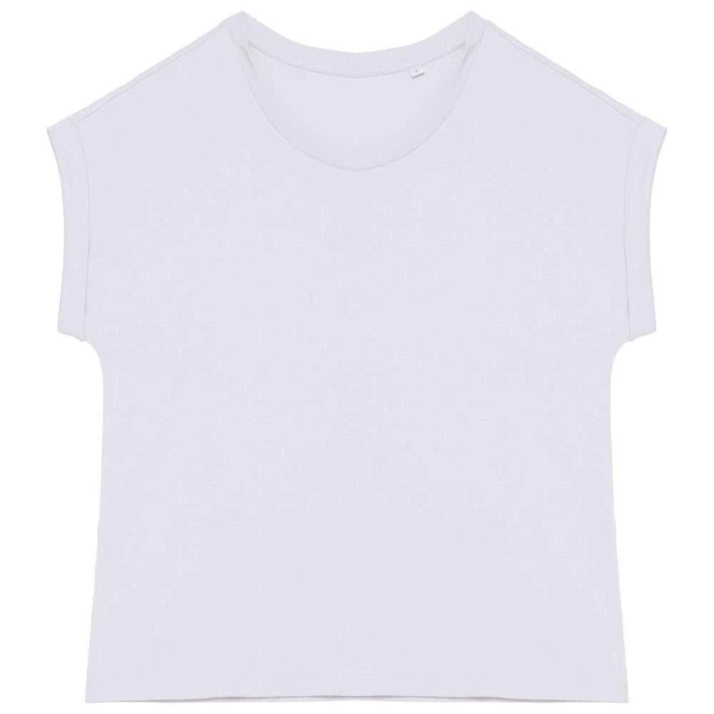 Ecologisch dames t-shirt met mouwen met omslag
