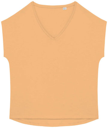 Ecologisch baggy dames-T-shirt V-hals