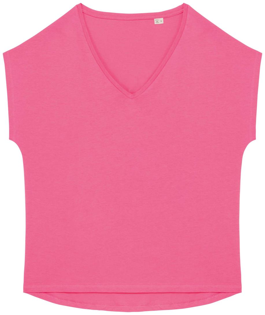 Ecologisch baggy dames-T-shirt V-hals