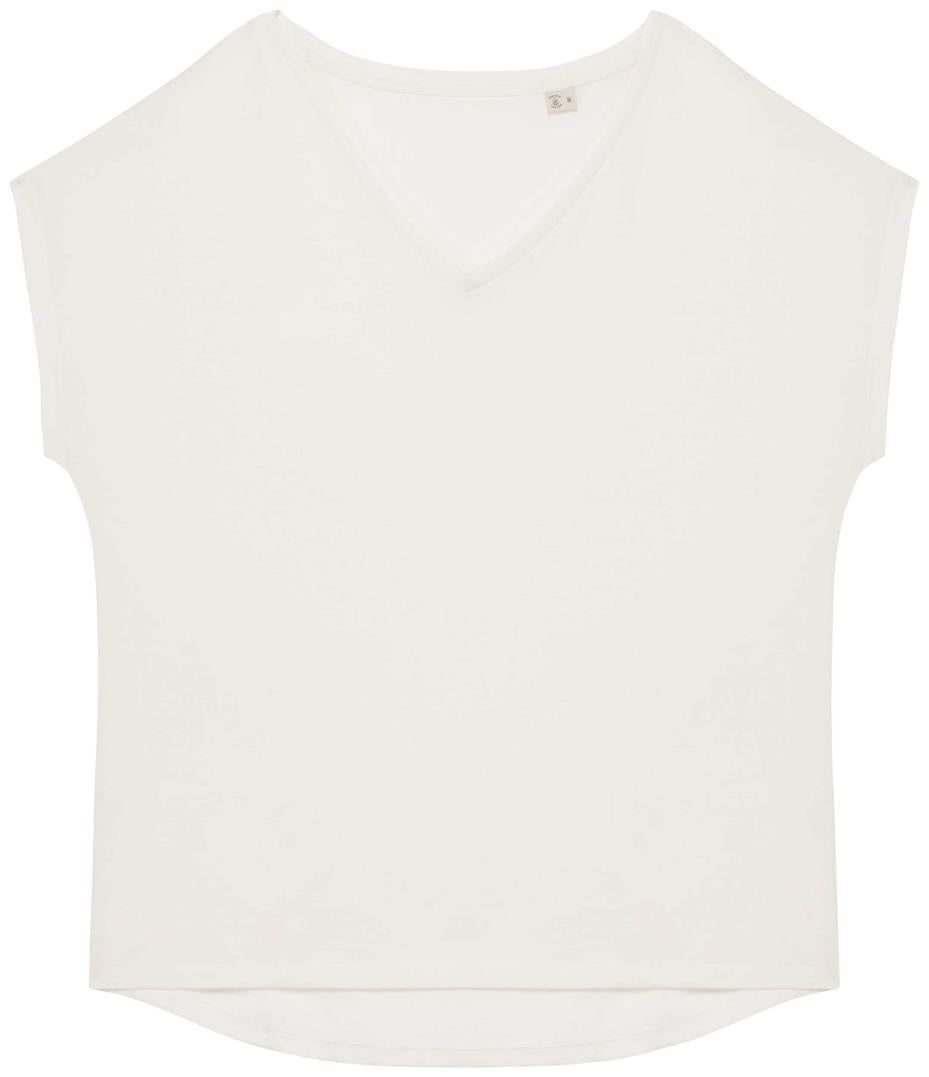 Ecologisch baggy dames-T-shirt V-hals