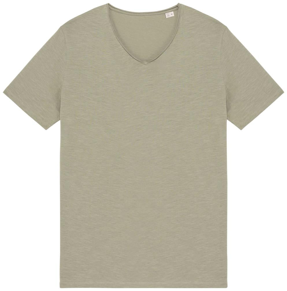 Ecologisch slub heren-T-shirt onafgewerkte randen