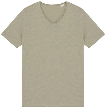 Ecologisch slub heren-T-shirt onafgewerkte randen