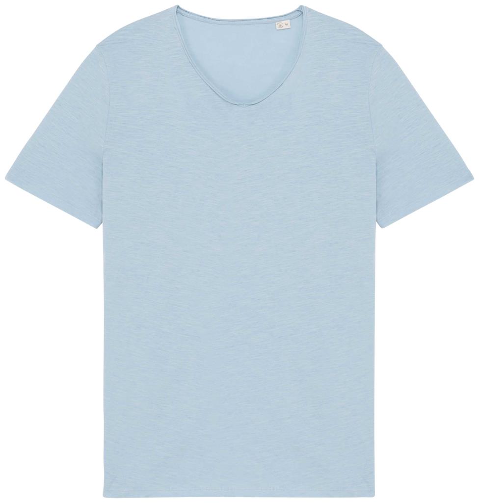 Ecologisch slub heren-T-shirt onafgewerkte randen