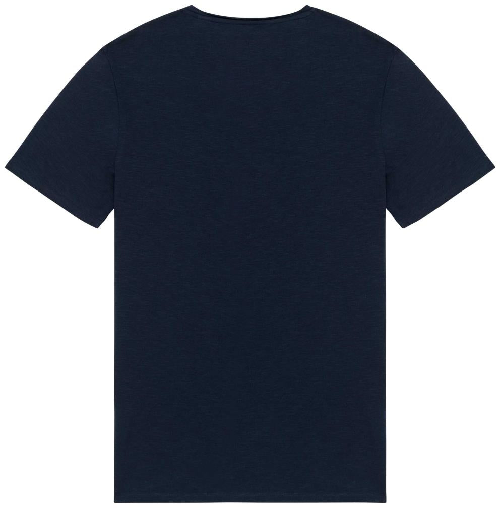 Ecologisch slub heren-T-shirt onafgewerkte randen