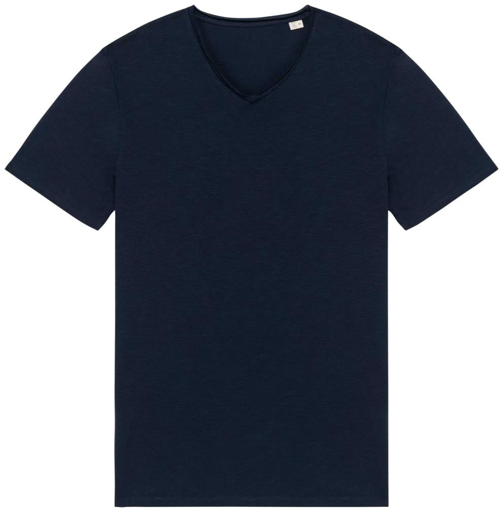 Ecologisch slub heren-T-shirt onafgewerkte randen