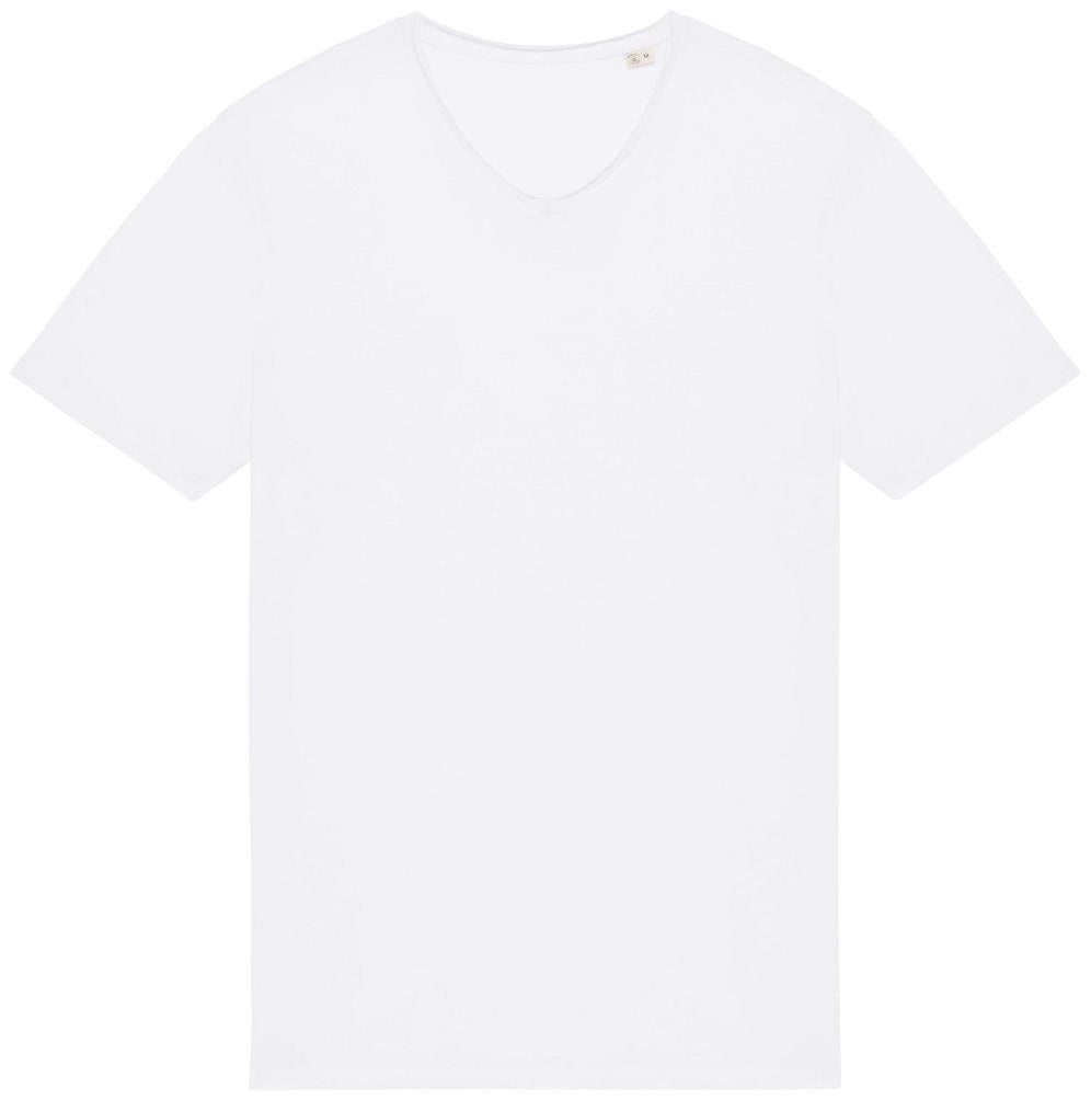 Ecologisch slub heren-T-shirt onafgewerkte randen