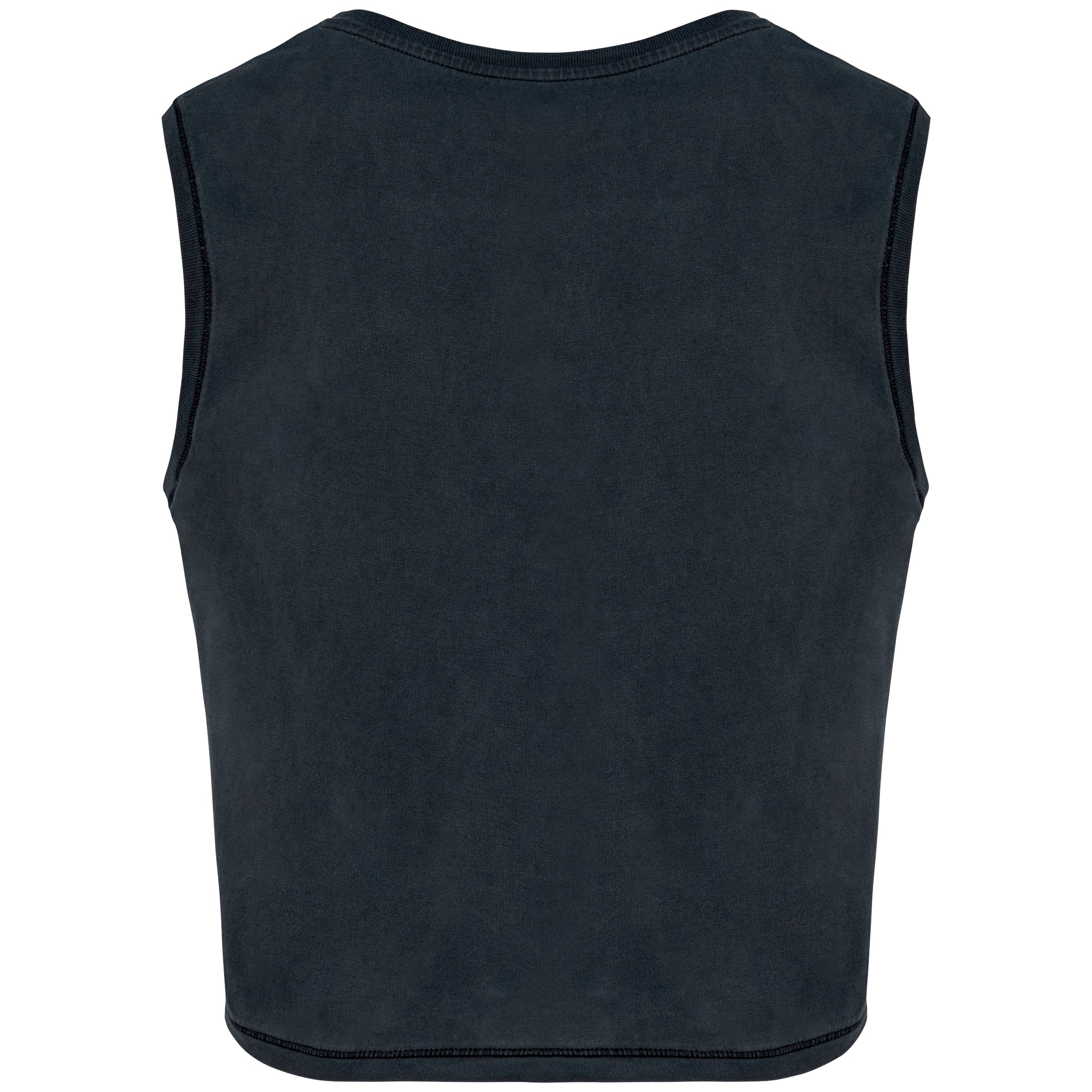 Ecologisch cropped mouwloos dames-T-shirt