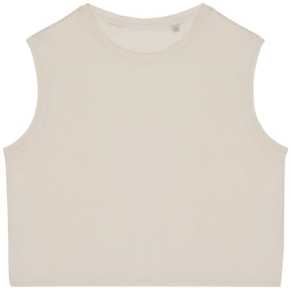 Ecologisch cropped mouwloos dames-T-shirt