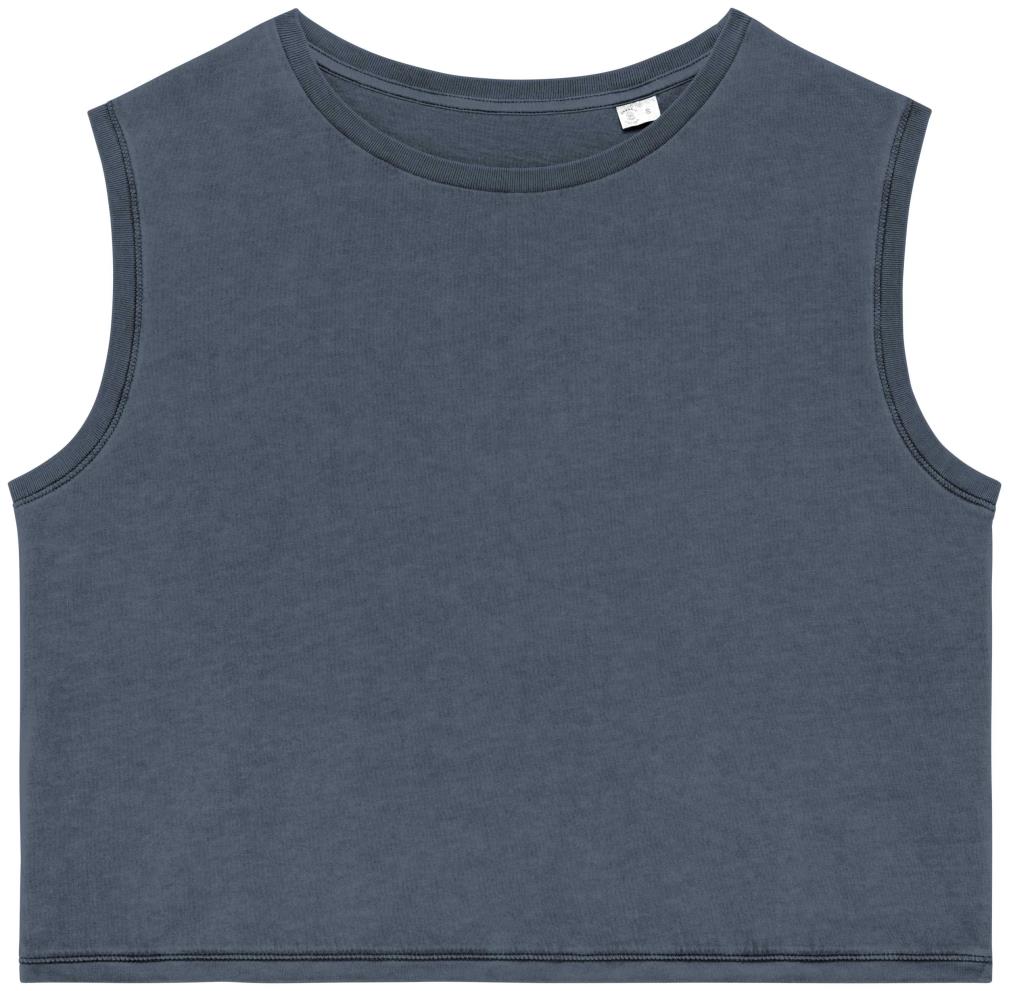Ecologisch cropped mouwloos dames-T-shirt
