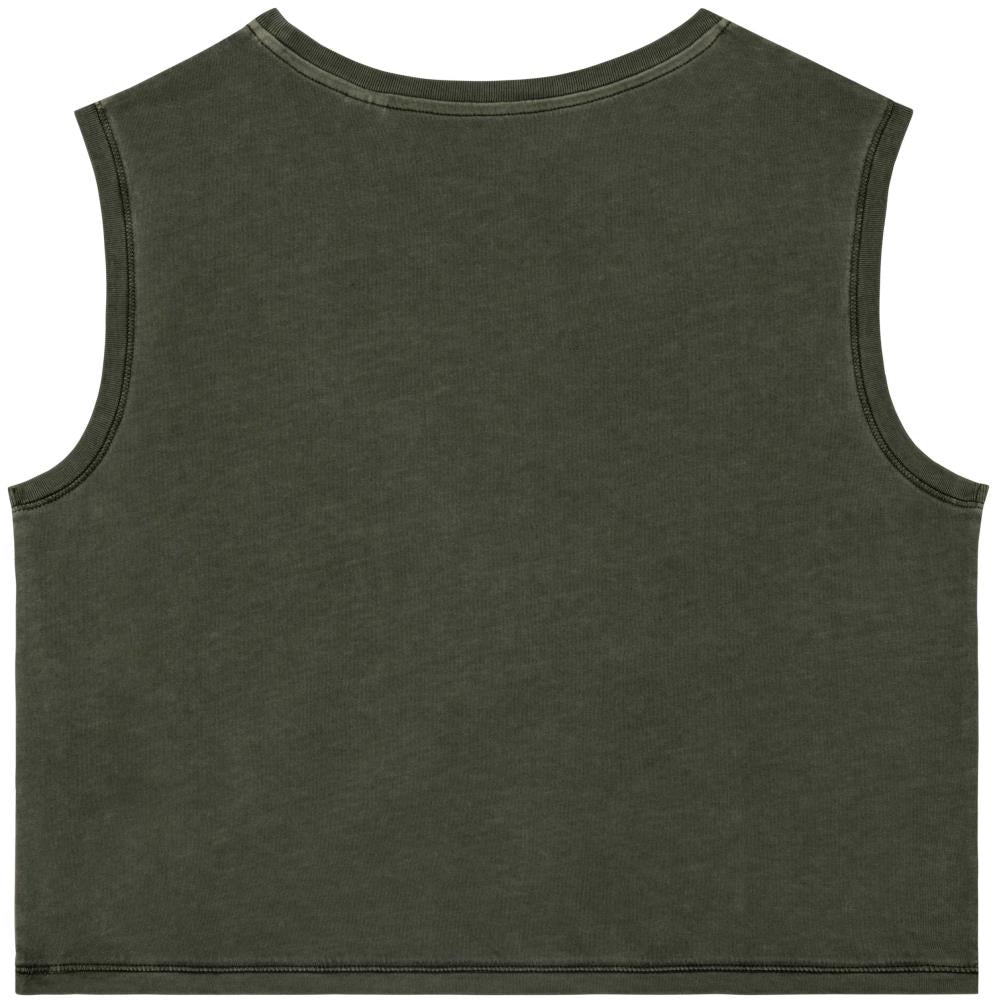 Ecologisch cropped mouwloos dames-T-shirt