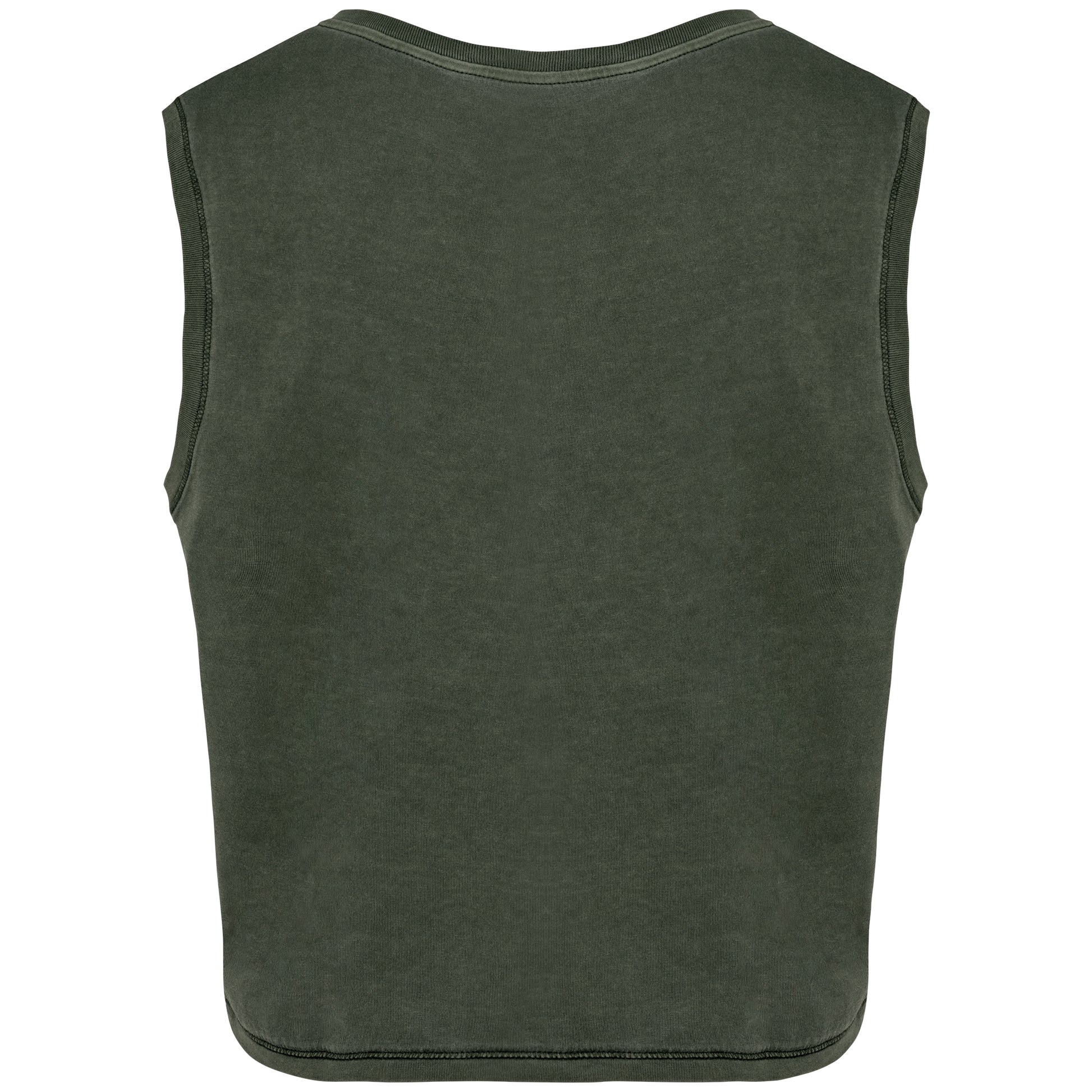 Ecologisch cropped mouwloos dames-T-shirt