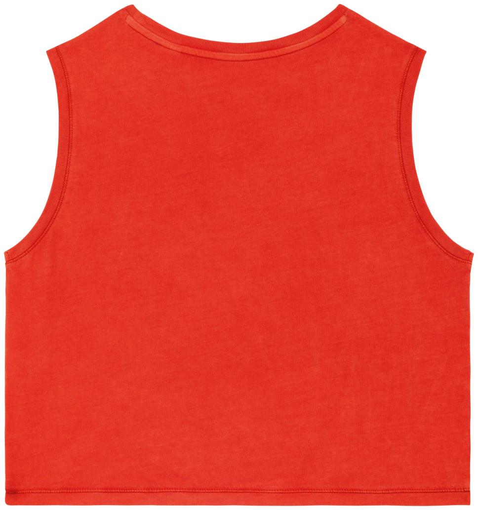 Ecologisch cropped mouwloos dames-T-shirt