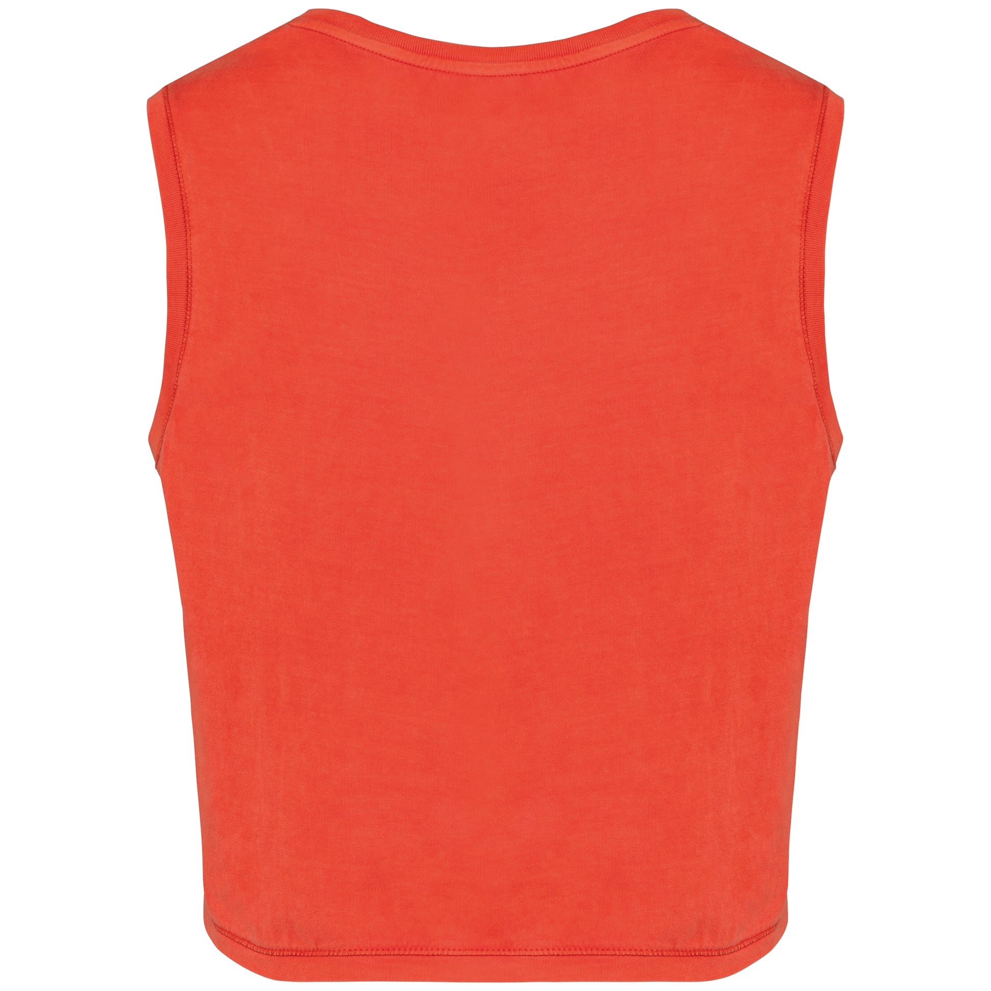 Ecologisch cropped mouwloos dames-T-shirt